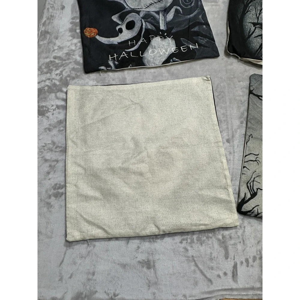 Four Jack Skellington Halloween Fall Throw Pillow Covers Holiday Home Decor NWOT